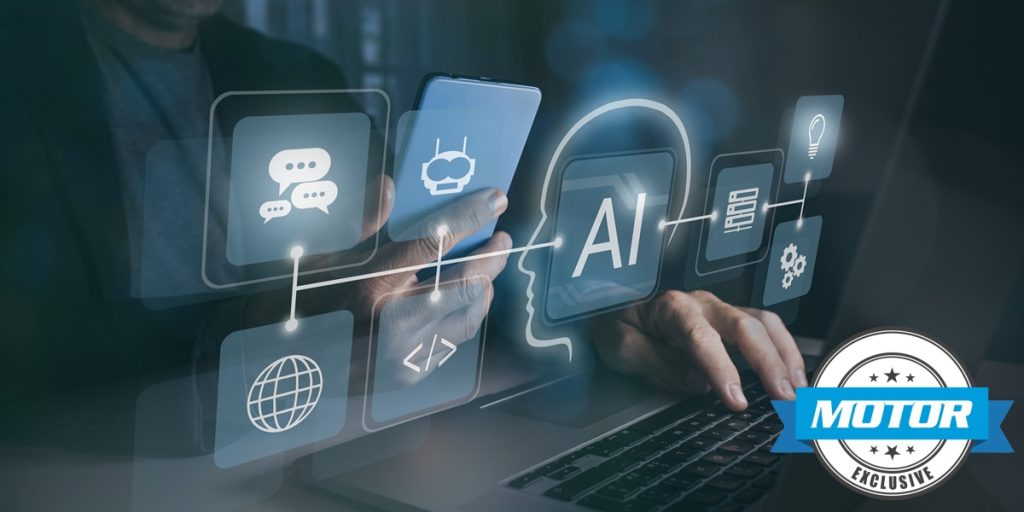 Virtual screen showing futuristic AI concept