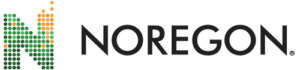 Noregon logo featuring a stylized letter "N" composed of green and orange digital dots, followed by the company name "NOREGON" in bold black uppercase letters.
